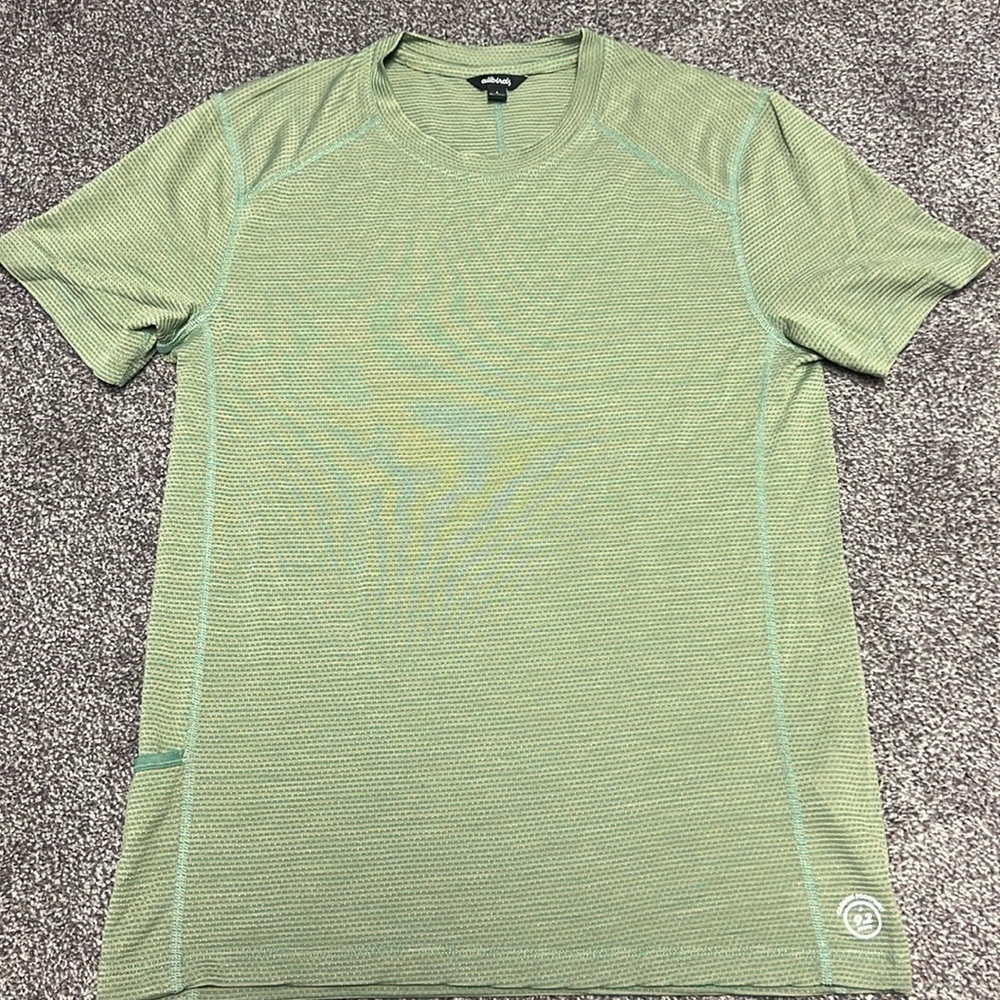 Allbirds Shirt Men's S Olive Run Short Sleeve Merino Wool Crew Neck Stretch